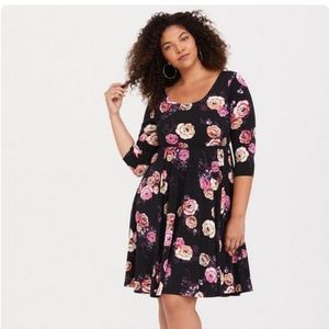 Knit floral skater dress